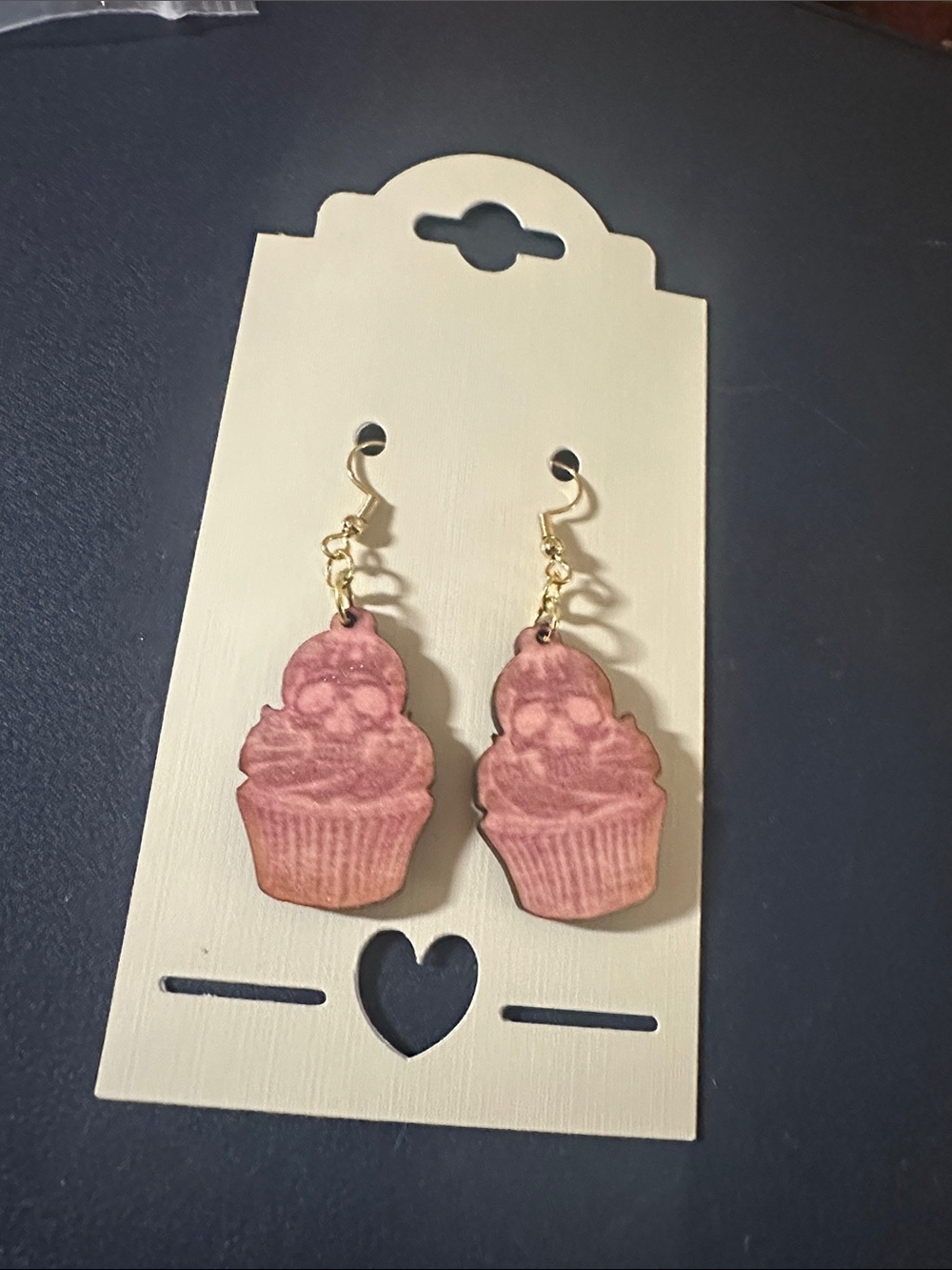 Handcrafted Pink Skull Cupcake Dangle Earrings - Women Accessories